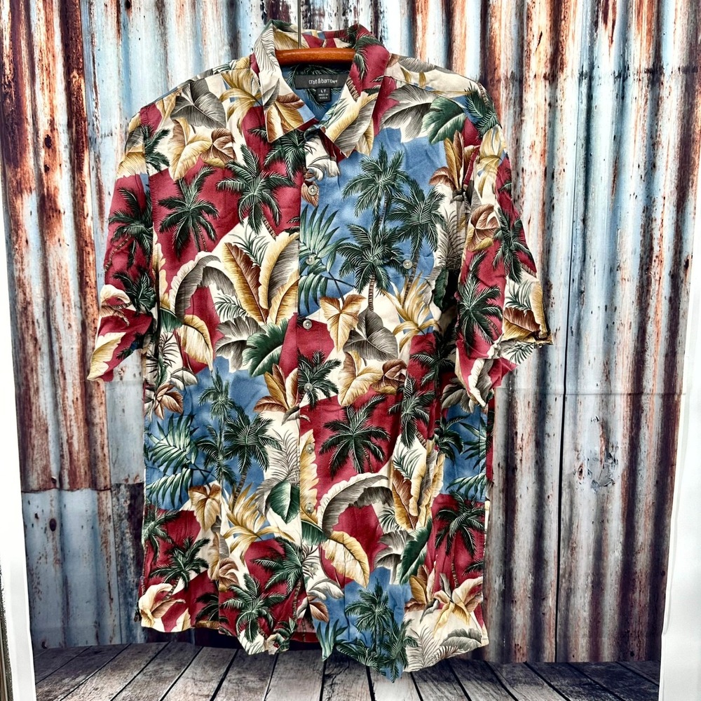 Croft & Barrow LT Tropical Button-Up Shirt • Vibrant Palm Print • Classic Fit